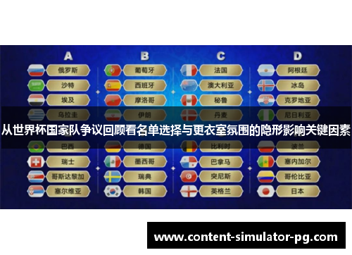 从世界杯国家队争议回顾看名单选择与更衣室氛围的隐形影响关键因素