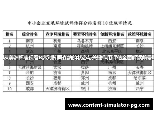 从美洲杯表现看B席对阵阿森纳的状态与关键作用评估全面解读前景